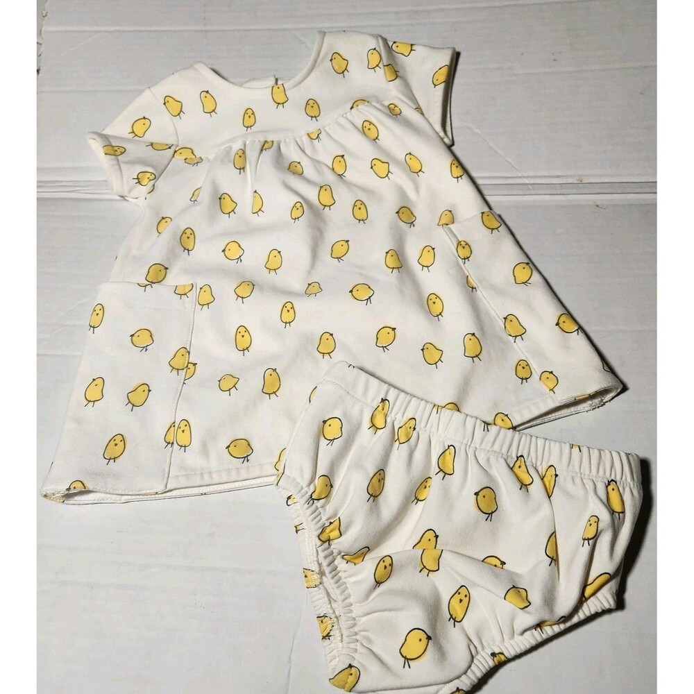 Hallmark Baby Chicks Cream/Yellow Dress & Bloomers Infant Girl 0-3M Pockets
